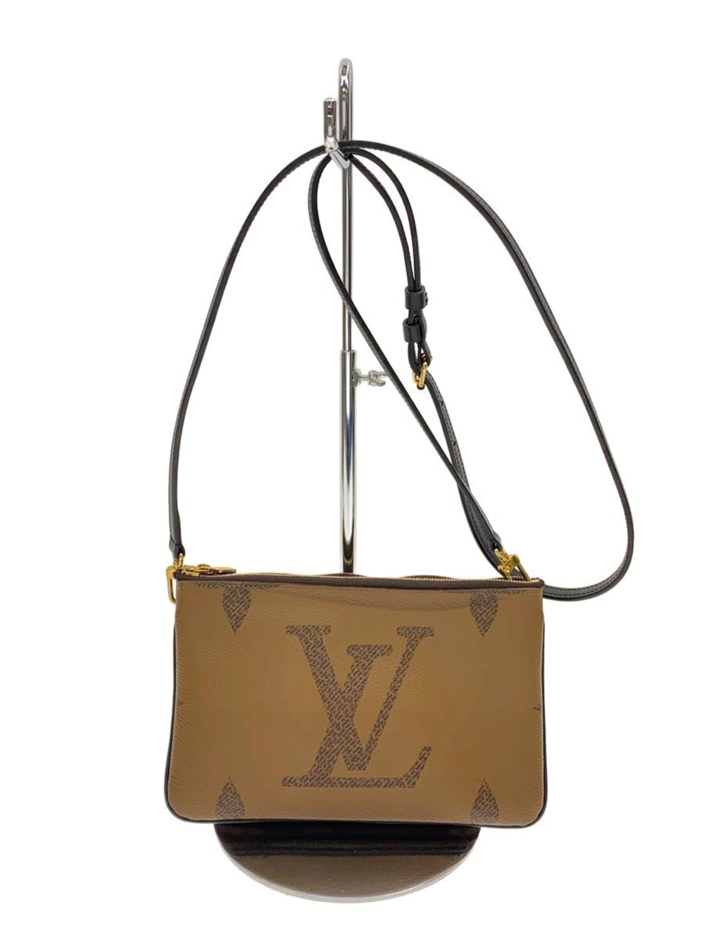 LOUIS VUITTON Pochette Double Zip Monogram Giant Reverse Brown